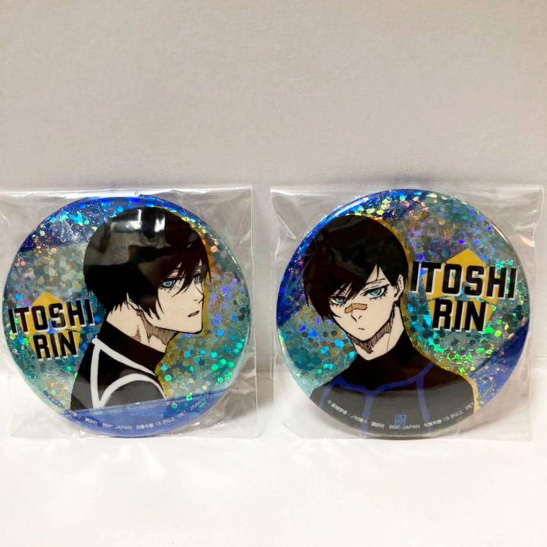 ブルーロック ビッグホログラム缶バッジ 糸師凛 50点 セガ限定 ブルー