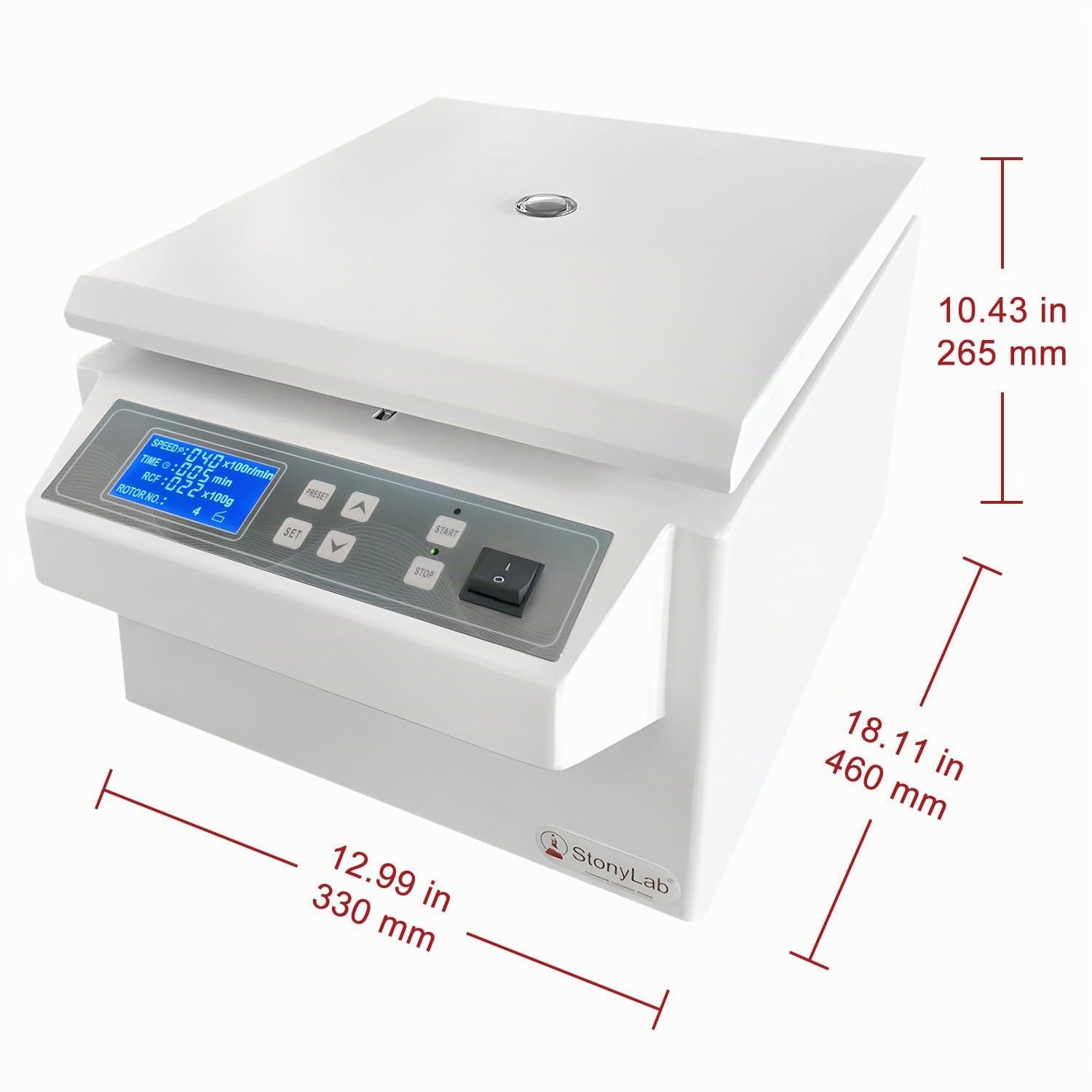 stonylab Centrifugeuse Basse Vitesse, 220V/60Hz, Centrifugeuse de Paillasse Numérique avec Une Vitesse Maximale de 4000 TR/MIN, Une Force Centrifuge Maximale de 2400xg, Rotor Oscillant 15 ml x 8