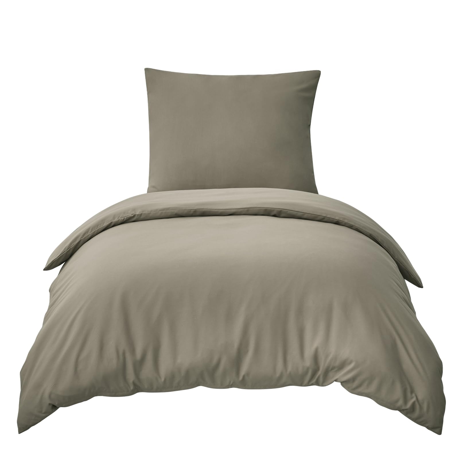 RUIKASI Bettwäsche Taupe 155x220 2teilig - Polyester Mikrofaser Bettwäsche-Sets Oeko-TEX, Bettbezüge 155 x 220cm + Kissenbezüge 80x80cm mit Reißverschluss, Weich und Bügelfrei