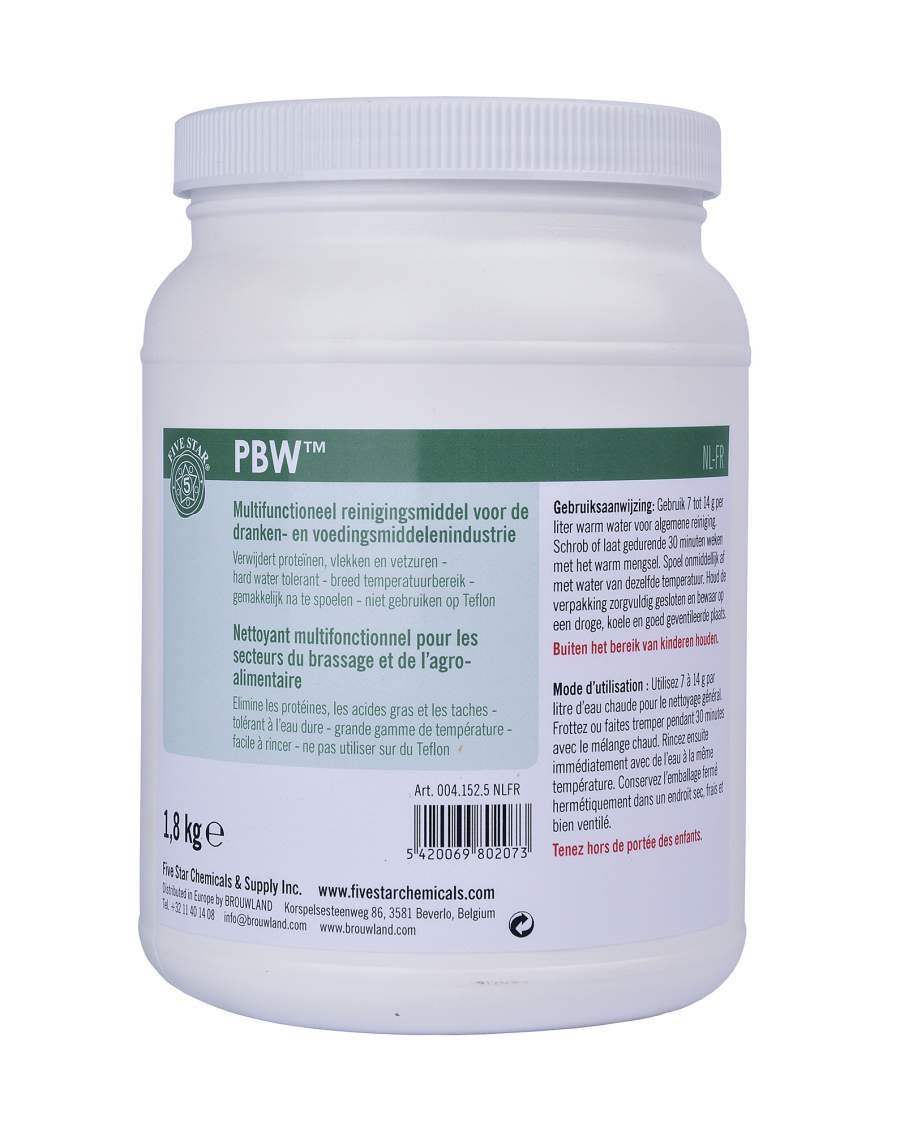 1,8 kg – FIVE STAR – PBW – Detergente multifunzione per l'industria alimentare e bevande.