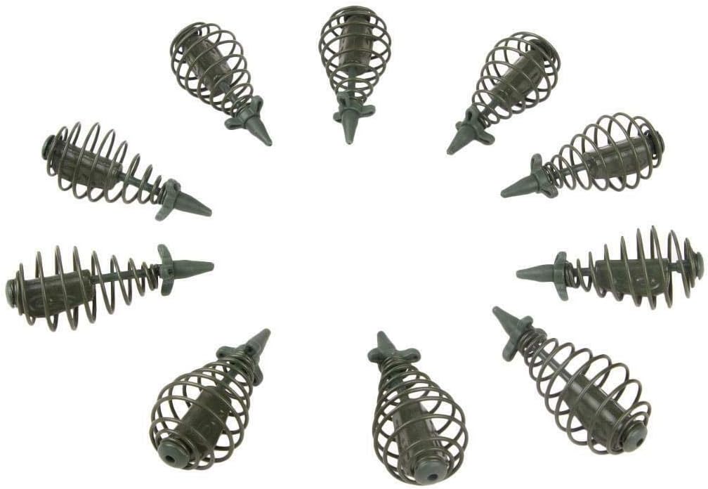 10pcs Lead Sinker Spring Fishing Feeder Carp Сrucian Bream Bait Cage Inline Method Feeders - Tackle Trap Accessory – Fishing Tool - Metal 30gr/1 OZ