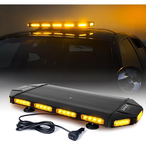 Xprite 27" Amber LED Emergency Rooftop Strobe Light Bar, Magnetic-Mounted Strobe Lights for Trucks, High-Intensity Warning Beacon for Tow, Construction, Snowplow, Patrol Vehicles
