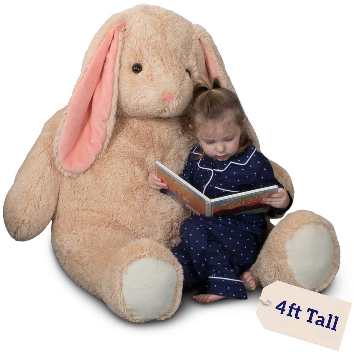 Vermont Teddy Bear Big Easter Bunny Stuffed Animal 4 Foot Giant Plushies Bunny Toys Jumbo Emotional Support Plush