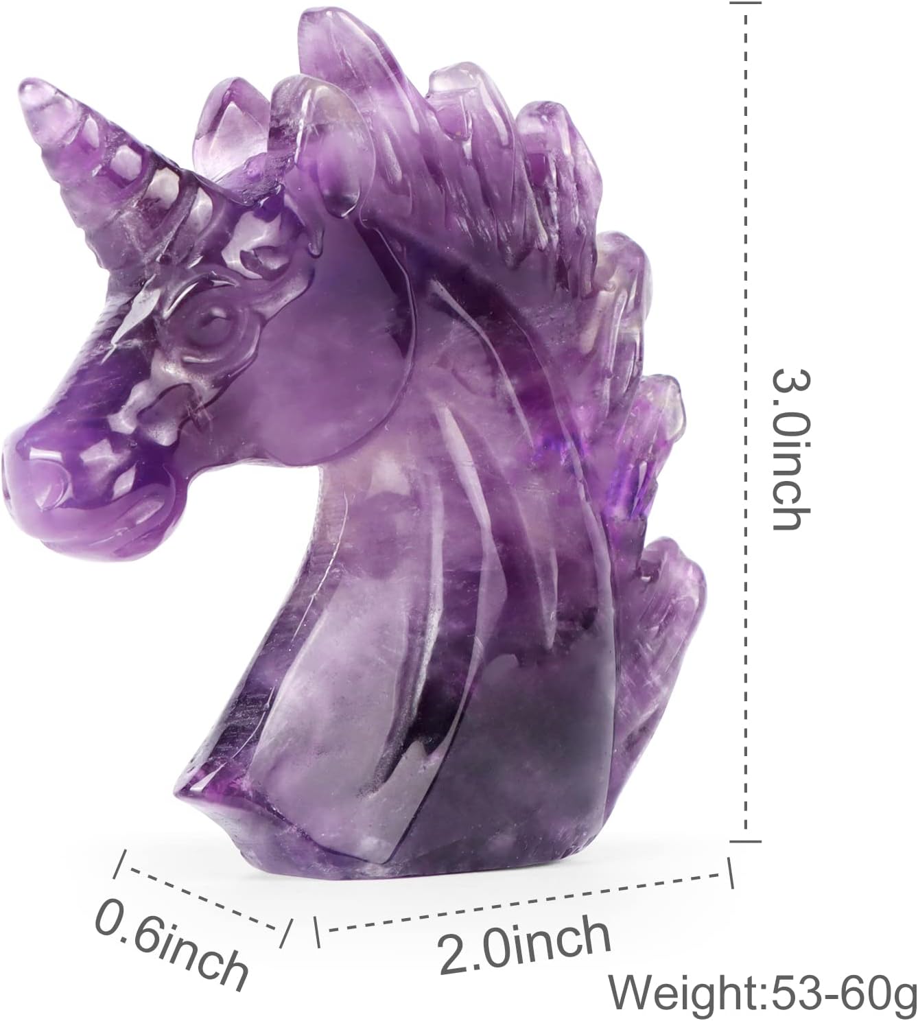 Artistone 3" Amethyst Crystal Unicorn Statue Hand Carved Gemstone Purple Unicorn Stone Animal Carvings Collectible Figurine Reiki Meditation Desk Home Decor Gift