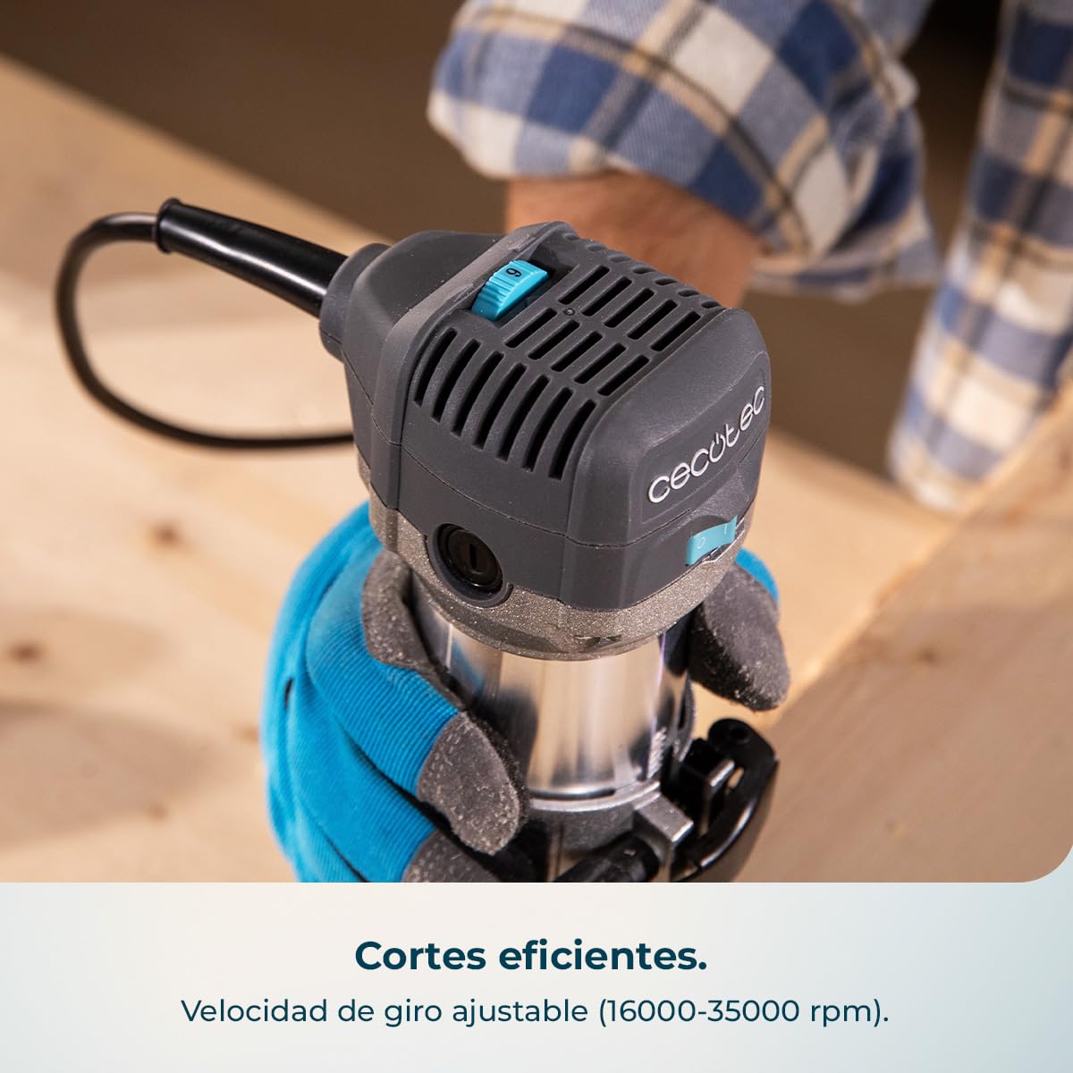 Cecotec Fresadora Eléctrica de Cable MultiShape 500. 710W, Incluye 5 Fresas y Cabezales de 6mm 6,35mm y 8mm, Velocidad y Profundidad Regulable, Cuerpo de Aluminio, Diseño Ergonómico, Tope Paralelo