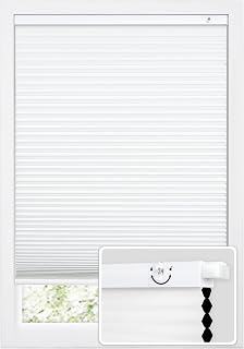 DEZ FURNISHINGS EZ Fit No Tools No Drill Cordless 1.5" Blackout Cellular Shade, 25.5" W x 64" H, White