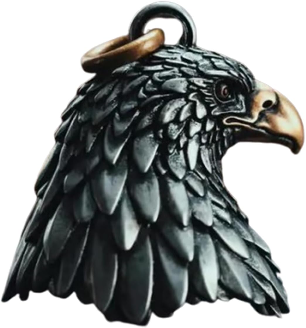 Handcrafted HD Bronze Eagle Motorcycle Bell,Biker Keychain Guardian Luck Charm for Riding Safety Road Protection Gift