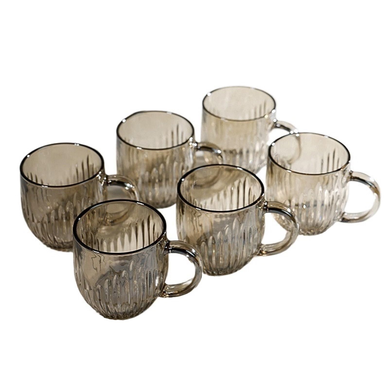 vasos de vidrio Juego de 6 tazas vidrio colores, juego 9 onzas con asa Cristalería de cocina(Bruin)