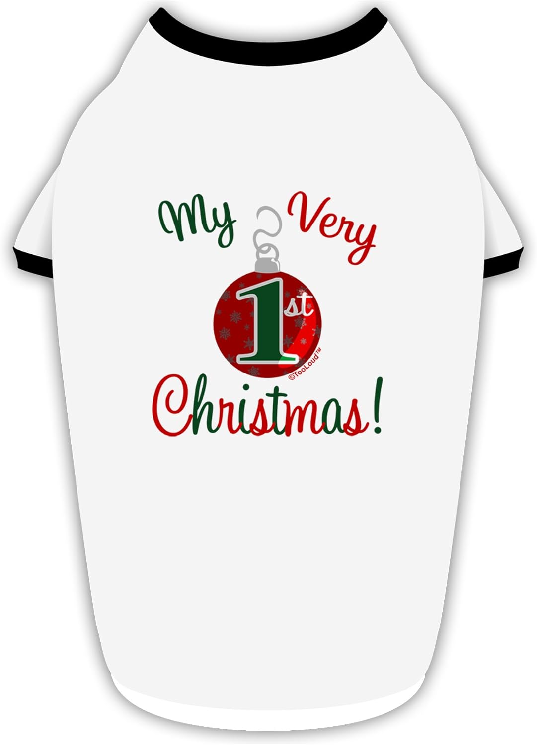 TOOLOUD My Very 1st Christmas Cotton Dog Shirt White with Black XL