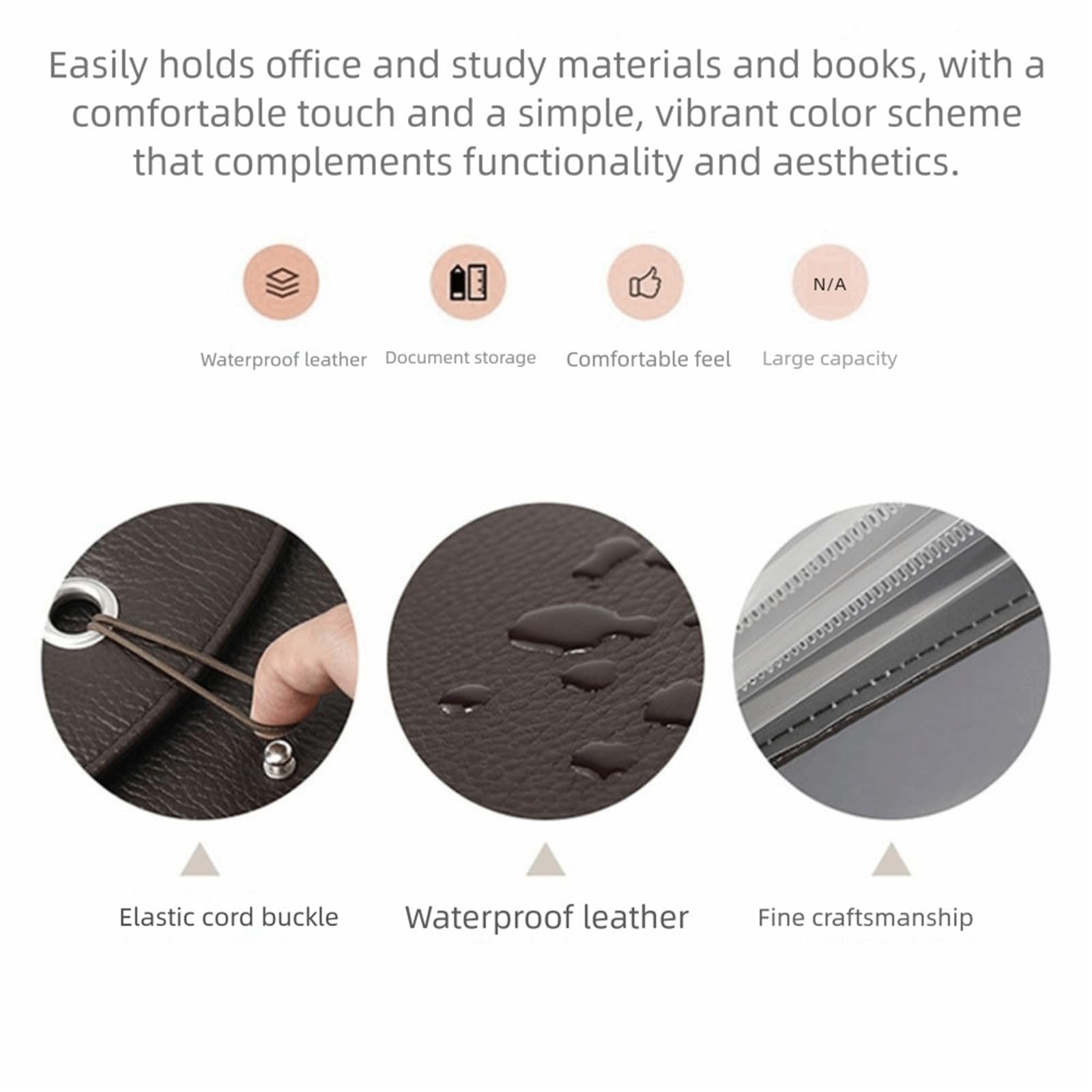 Borsa for documenti impermeabile in pelle PU con etichette Portadocumenti espandibile portatile Design di tenuta elastica multifunzionale Per Archiviazione Documenti