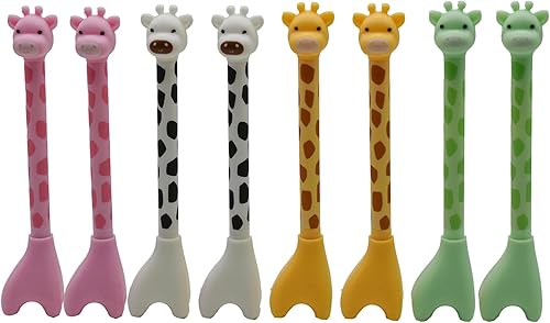 Miniatura 7 de Maydahui 12 bolígrafos con forma de jirafa, lindos bolígrafos de burro de dibujos animados, bolígrafo de tinta negra, diseño creativo de pedestal