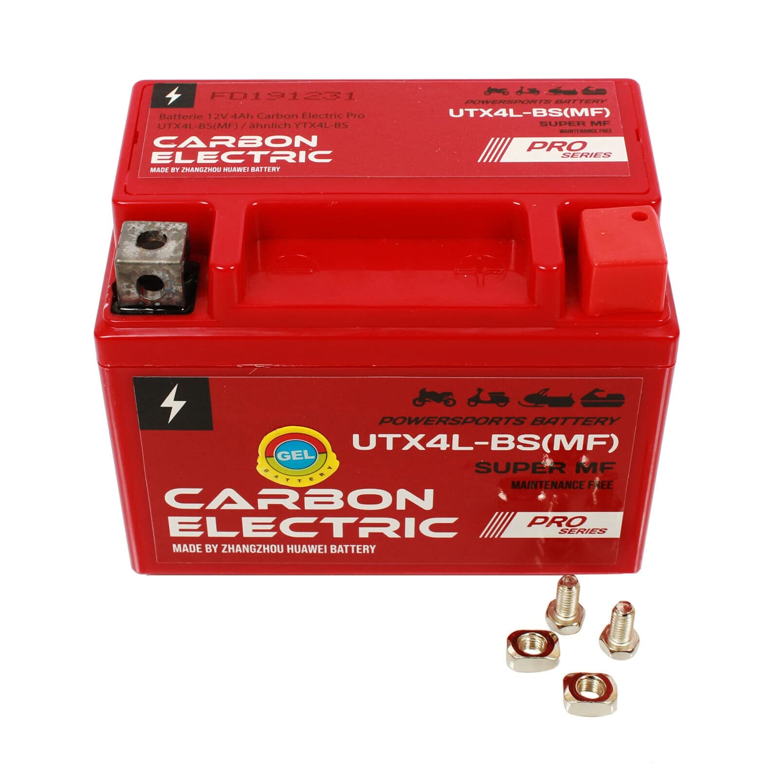 Gel Batterie YTX4L-BS Ersatz UTX4L-BS 12V 4Ah Carbon Electric wartungsfrei Roller Quad neu