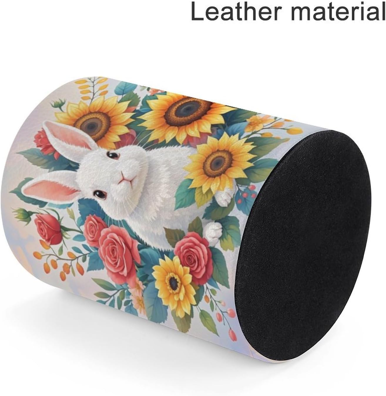 Office Rabbit Flowers Desk Organizer Pen Holder Round image 4