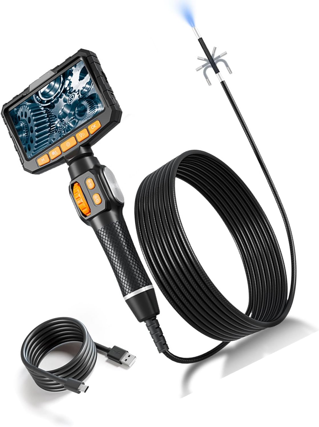 Flexible Snake Tube Endoscope with 6mm Probe 2M Cable and Multiple Magnification for Dark Space Detection in Pipes Pipeline Inspection Tool