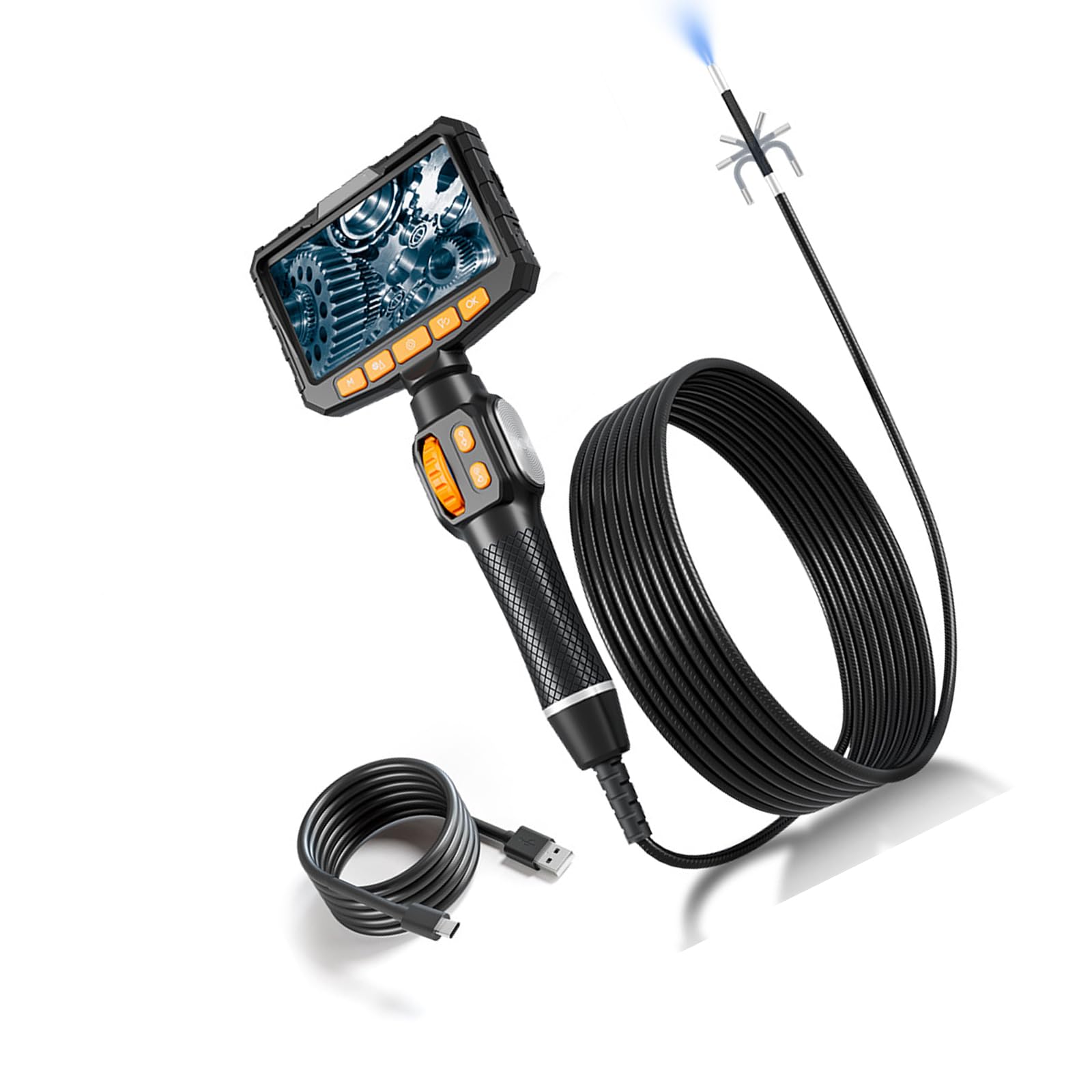 Flexible Snake Tube Endoscope with 6mm Probe 2M Cable and Multiple Magnification for Dark Space Detection in Pipes Pipeline Inspection Tool