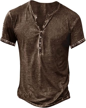 Mens Distressed Henley Shirts Retro 