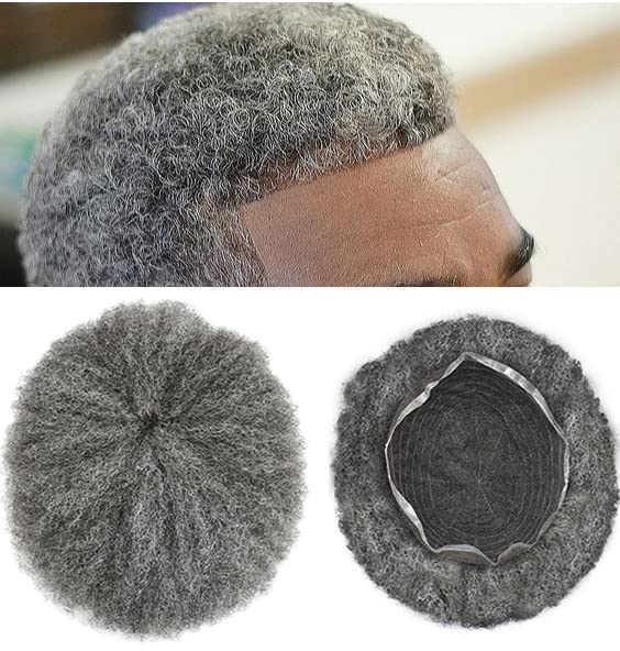 Afro Toupee para hombres negros Afro Wave Unidades de cabello humano real completo suizo encaje tupé para hombres afroamericanos sistemas de