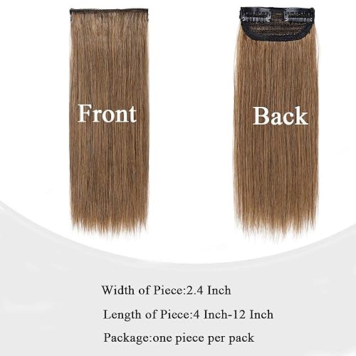 Miniatura 4 de Mini cabello humano con clip (12 pulgadas, #6 marrón claro, 0.60 oz)