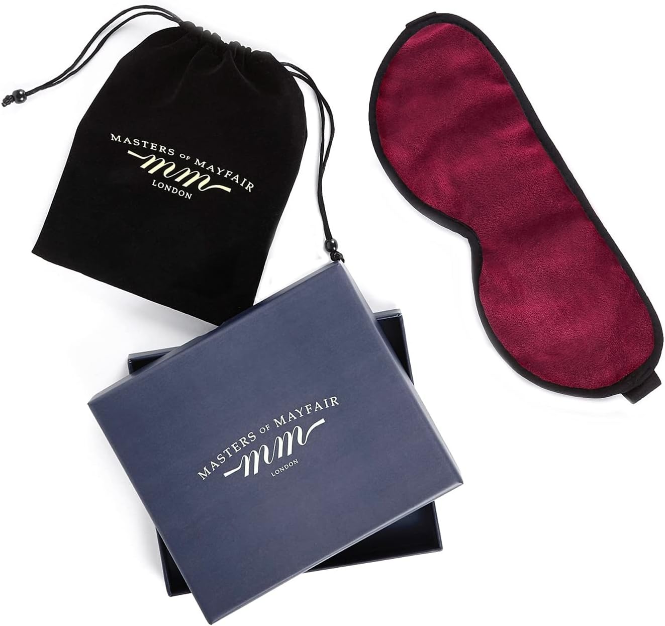 Luxury Sleep Mask Eye Shade Made with Silk & Infused with Lavender with Velvet Carry case. Perfect for Sleeping at Home or Travelling. (Burgundy)