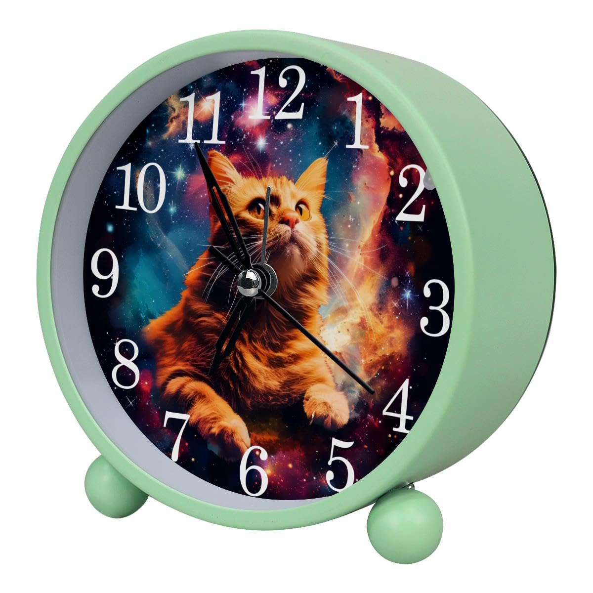 Luoweisi Alarm Clock Cat Nebula Galaxy, Silent Non-Ticking with Night Light