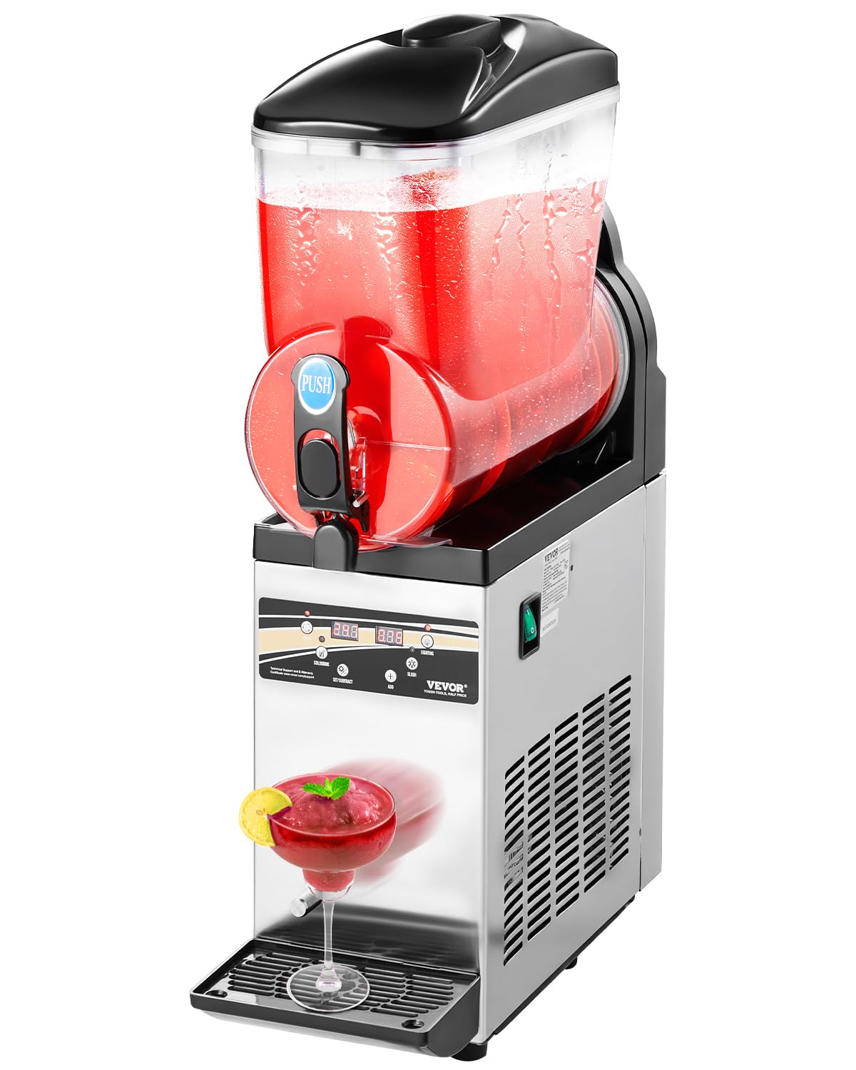 vevor slushy machine 15l single tank commercial margarita machine 60 cups stainless steel margarita smoothie frozen drink machine slushie machine for home party restaurants cafe bars