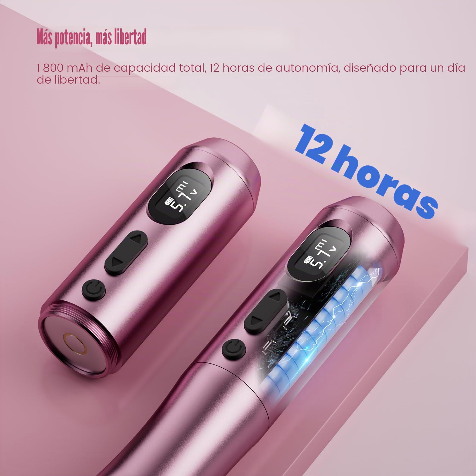 Biomaser Máquina inalámbrica Semi Permanent Maquillaje 2PCS 900mAh Batería con 10 Unidades Cartuchos Agujas para Cejas Labios Eyeliner Ombre Polvo Cejas Microshading Accesorios