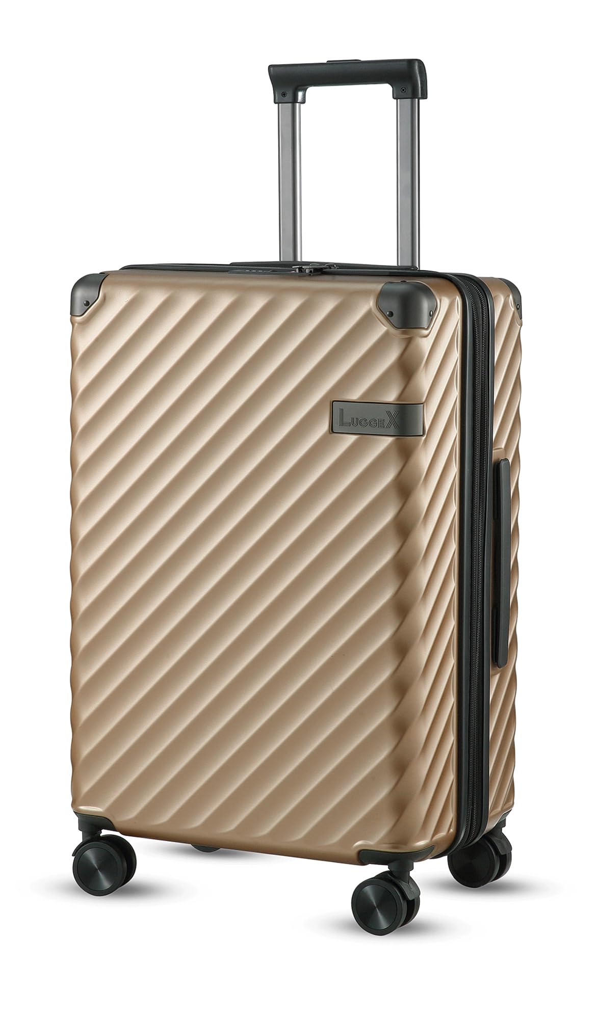 Photo 1 of LUGGEX PC 24 Inch Luggage with Spinner Wheels - Hardside Expandable Medium Checked Luggage - Aluminum Corner for Hassle-free Travel (Champagne Suitcase) Champagne 24