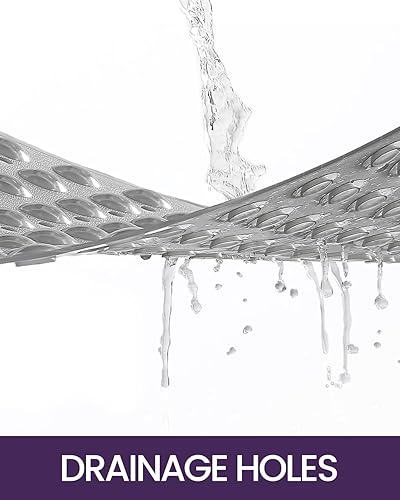 Miniatura 13 de DEXI Tapete antideslizante para bañera de 16 x 35 pulgadas, tapete de ducha para baño, bañera, tapete de baño ovalado lavable con ventosas y Todo