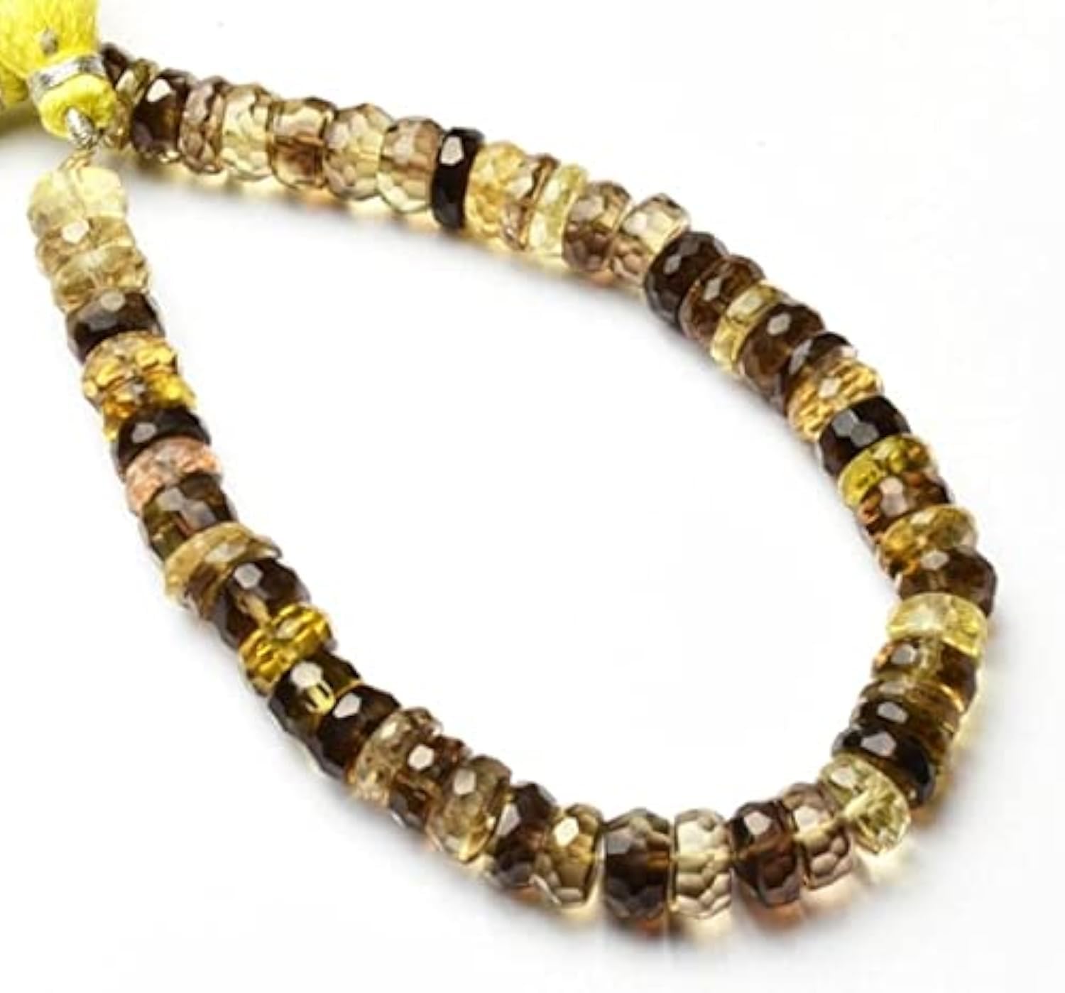 Quartz citron perles de 8mm en rondelle Heishi facettée fil de pierre