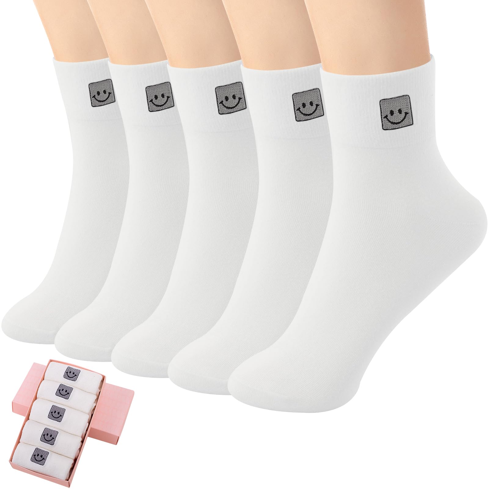 HUGSWEET Cotton Soft Comfy Crew Ankle above Socks for Women Gift 5-10 Pairs