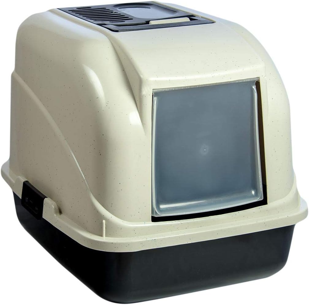 KCT Enclosed Hooded Large Cat Litter Box/Pet Loo with Filter - Dark Grey