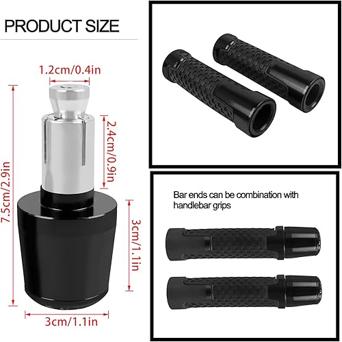 Miniatura 4 de Agarres universales para manillar de motocicleta, 78 pulgadas, 0.866 in, pesos de extremo de barra compatibles con Ninja 400 650 1000 KLR 650 Z900