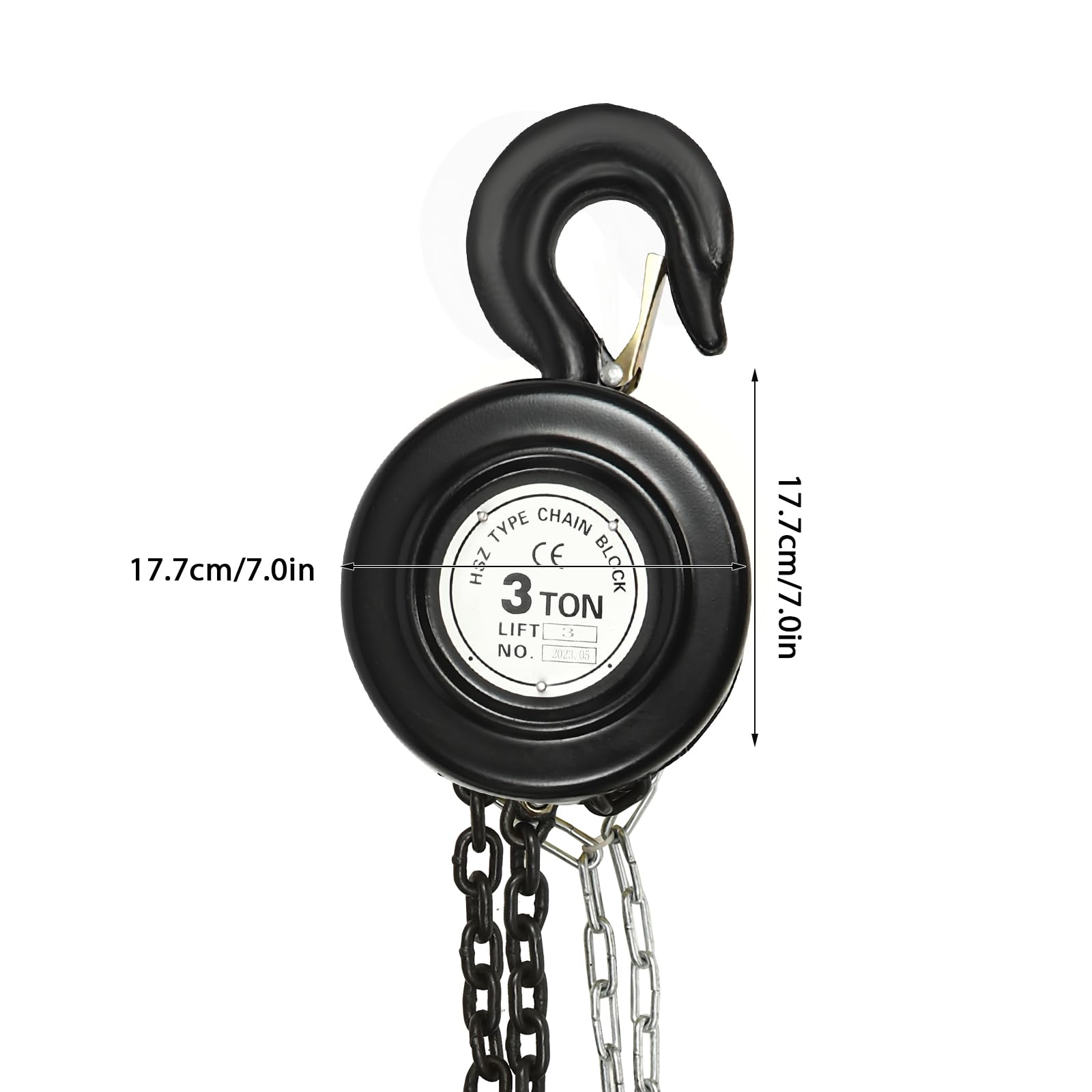 LYNICESHOP Hand Chain Hoist, Heavy Duty Manual Hand Chain Hoist 3 Ton 6614 Lbs Capacity 10 Feet with 2 Hooks, Manual Drop Chain Lifting Tool Ratchet Type Come Along Puller for Warehouse Machinery