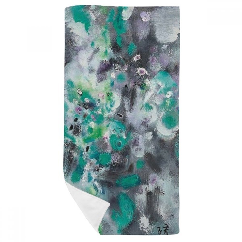 Gant de toilette doux et serviette de bain art peinture à l'huile verte haut de gamme