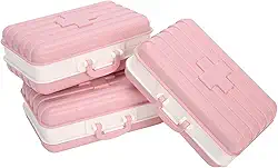 3 peças organizador portátil em forma de mala de viagem com 6 grades (rosa)