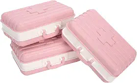 3 peças organizador portátil em forma de mala de viagem com 6 grades (rosa)