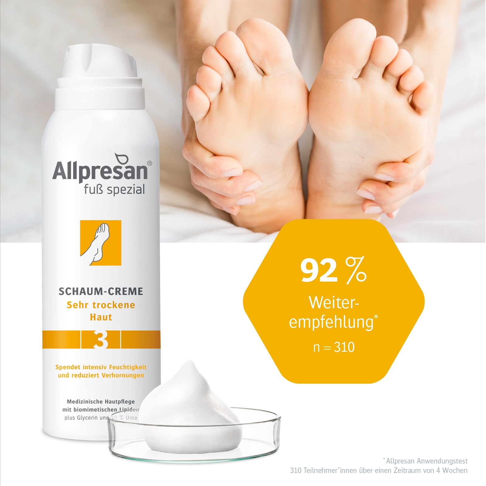 Allpresan Fuß spezial Nr. 3 Schaum-Creme - Fußcreme für sehr trockene Füße - Zur täglichen Fußpflege sehr trockener Haut 125 ml (2er Pack)