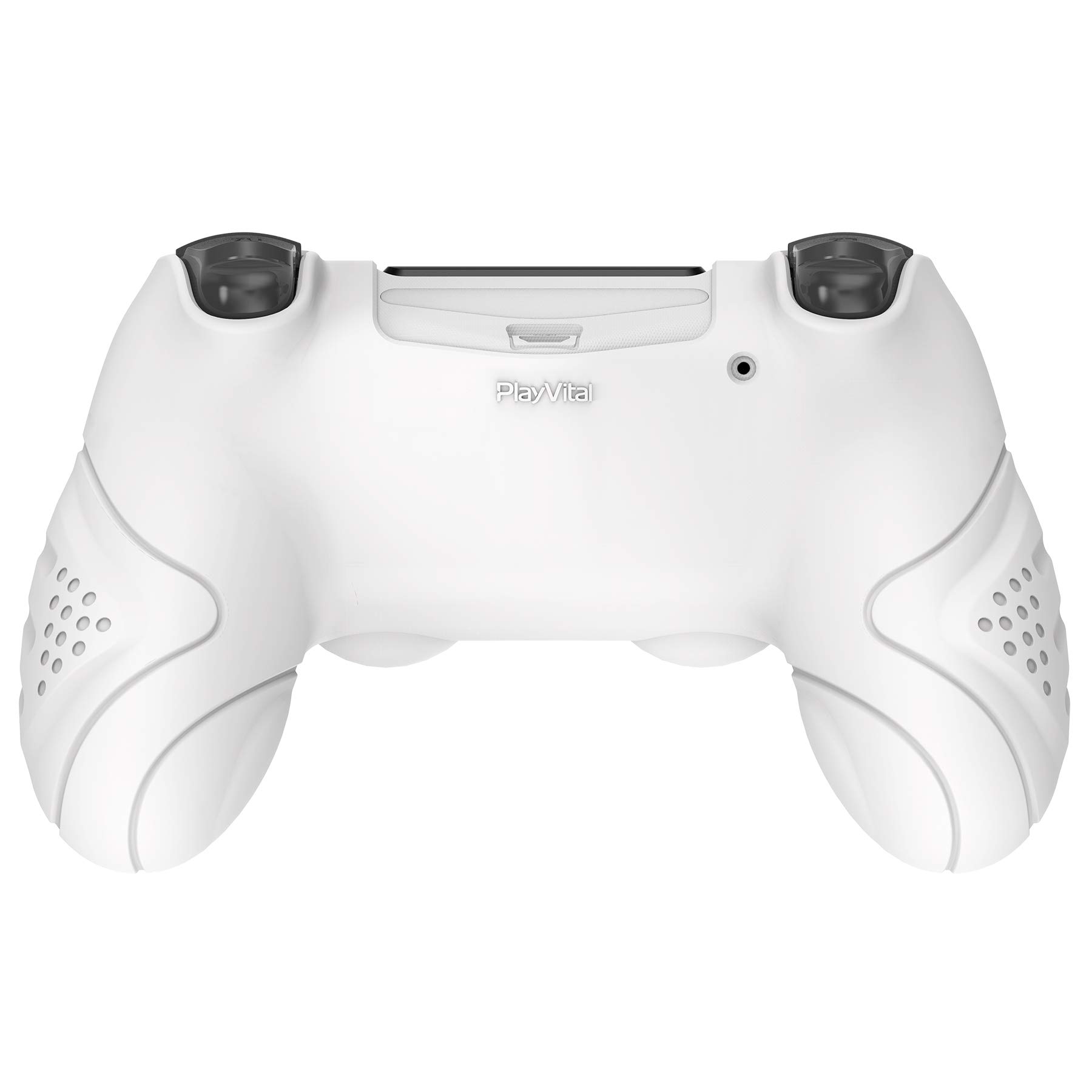 PlayVital Guardian Edition White Ergonomic Soft Anti-Slip Controller Silicone Case Cover for ps4, Rubber Protector with White Joystick Caps for ps4 Slim /for ps4 Pro Controller — view 8