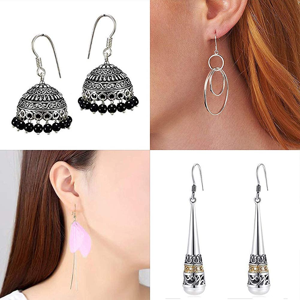 RCIDOS 200Pcs Kit Boucle D'oreille A Fabriquer,925plaqués Argent Crochets De Boucle D'oreille Hypoallergénique,Ensemble De Boucles D'oreilles Géométriques Pour Boucles D'oreilles Diy