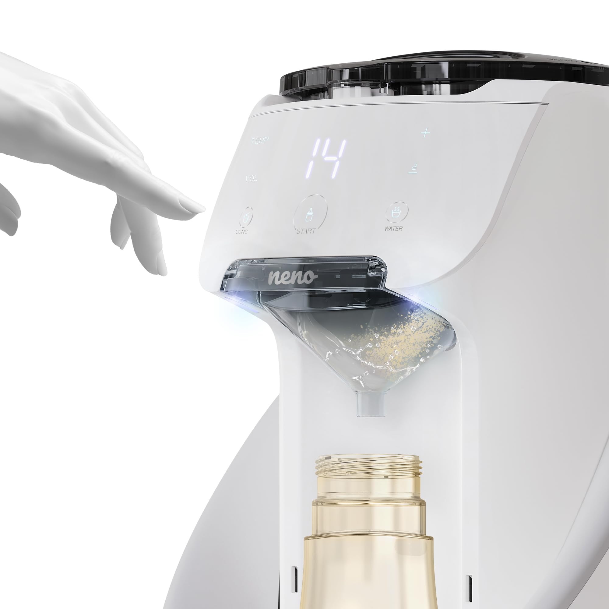 Neno Primavera Flaschenzubereiter Baby - Automatische Zubereitung von Babynahrung - Milchpulver Automat mit Temperatureinstellung 35 bis 70 Grad - Kompatibel mit verschiedenen Flaschen