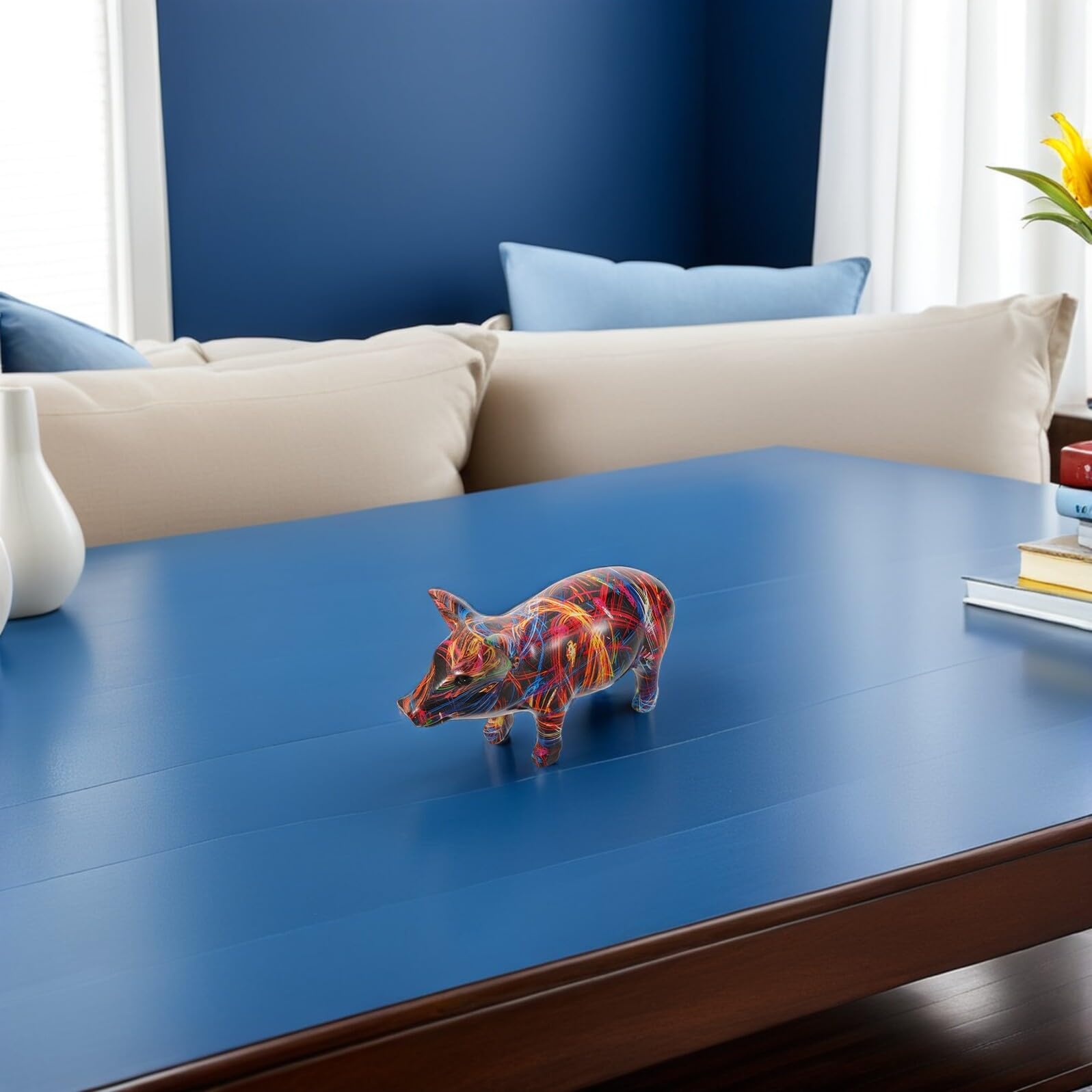 Toyvian Statua di Maiale Scultura Animale da Collezione in Resina Colorata e Decorativa per Mensole e Arredamento Casa, per Appassionati e Collezionisti