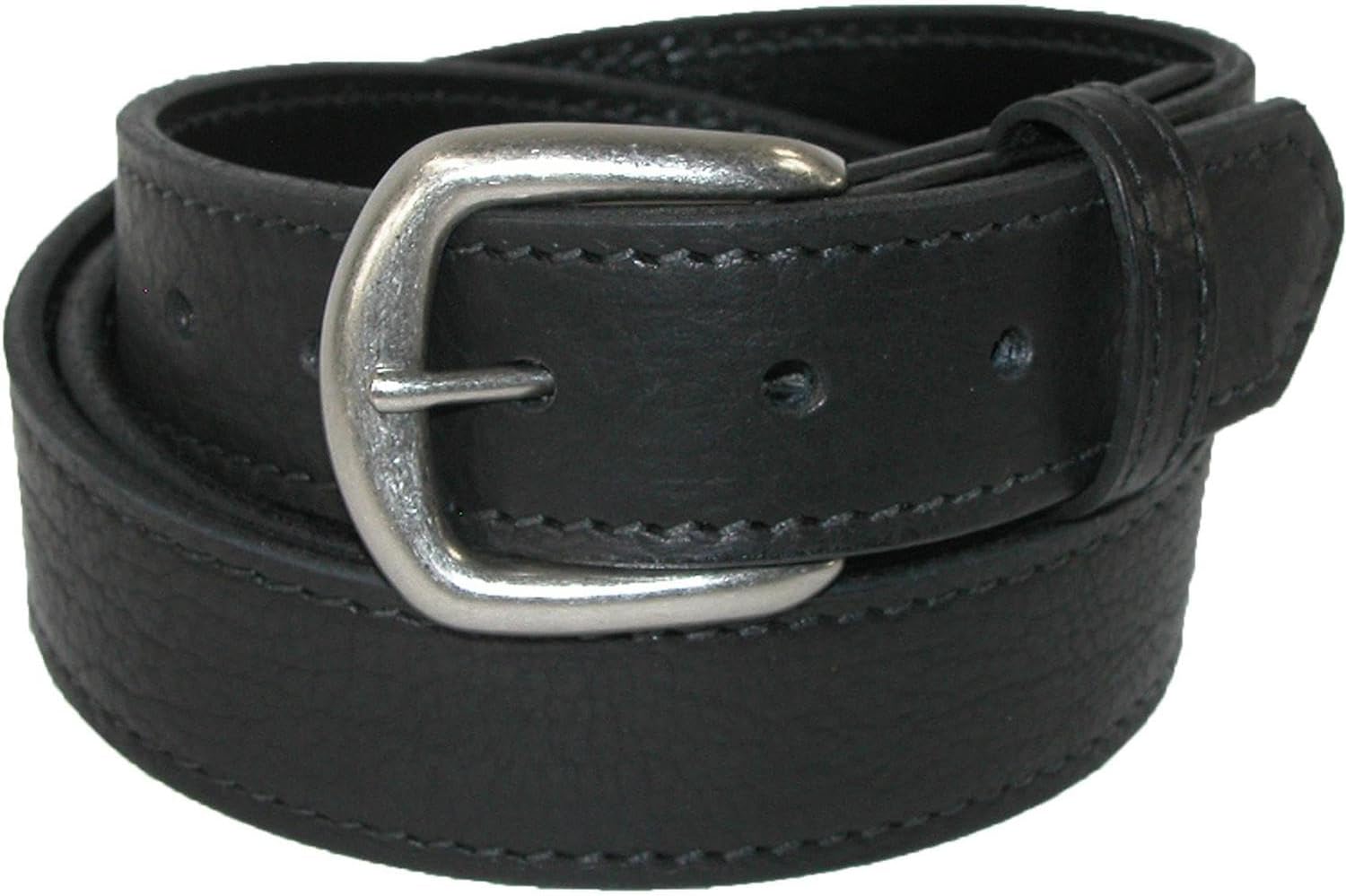Boston Leather Men's Big & Tall Bison Leather Belt with Removable Buckle, 60, Black