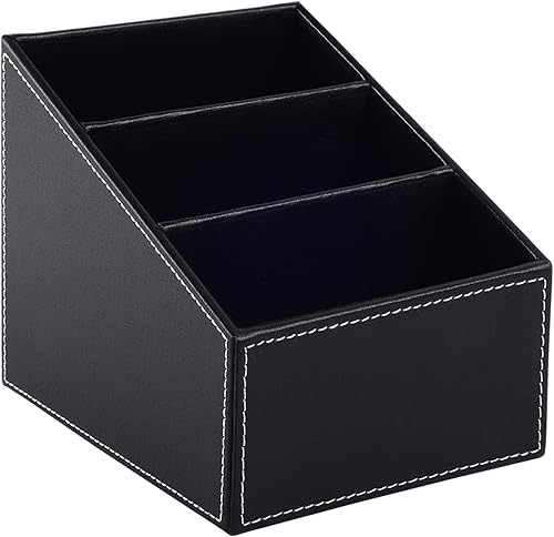 Soporte de cuero sintético para control remoto, 3 ranuras, contenedor de almacenamiento de control remoto multifuncionalCaddy para TV, teléfono