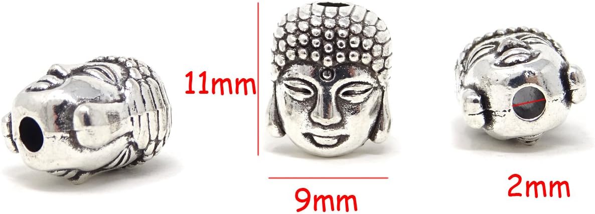 Honbay Double Sided Buddha Head Small Spiritual Metal Beads for DIY Crafts or Jewelry Making (Silver 30PCS) - Image 2