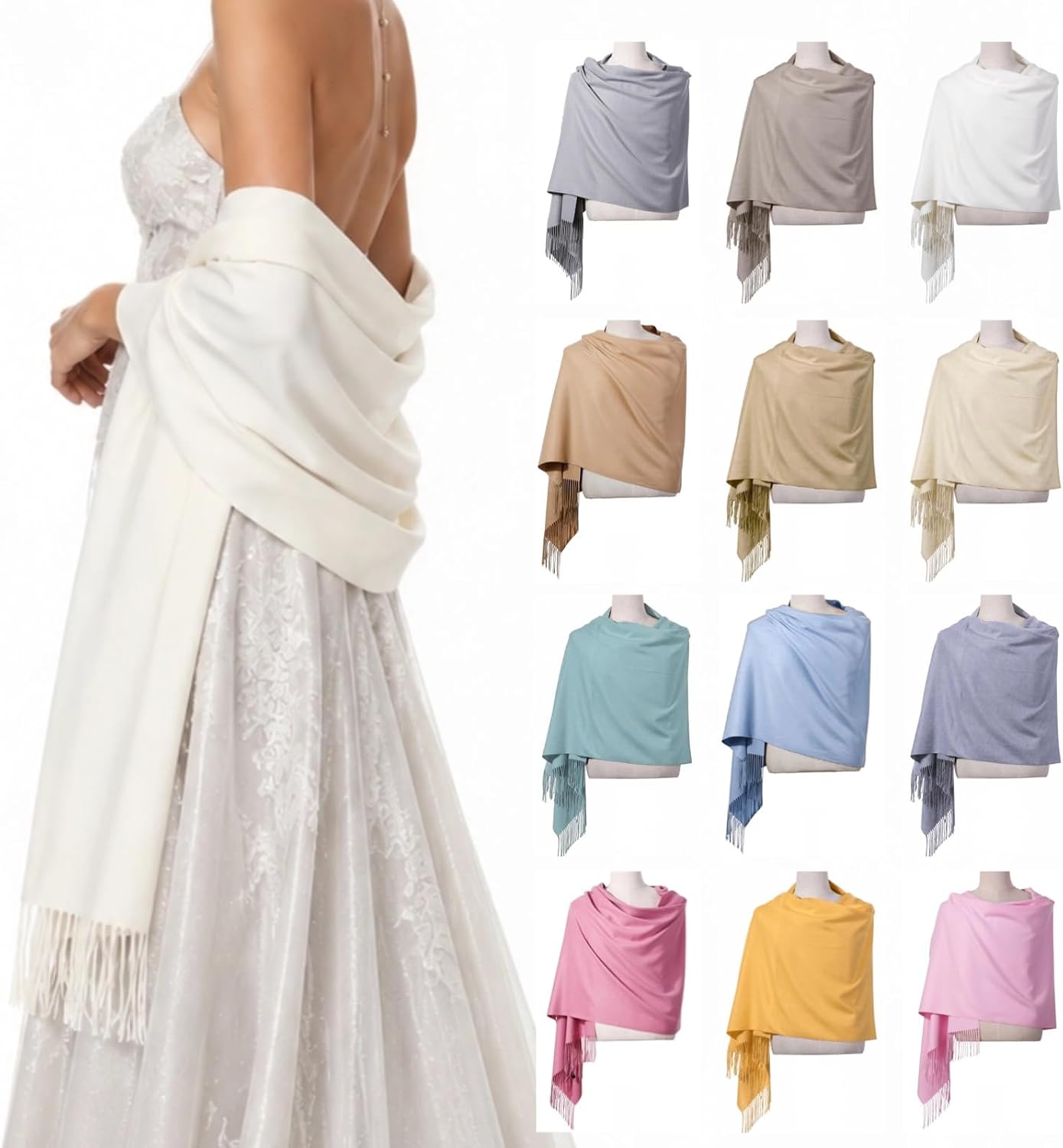 12 Pcs Bulk Wedding Shawl Wraps for Guests Favors Bridal Bridesmaid Scarves