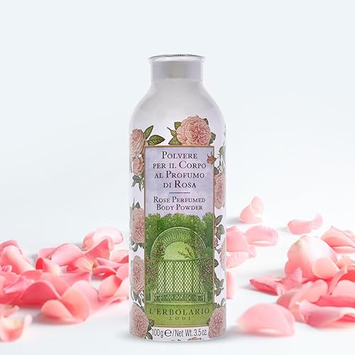 Miniatura 5 de L'Erbolario Polvo corporal perfumado de rosa, aroma floral naturalmente atractivo con rosa, jazmín y almizcle blanco, sin siliconas, parabenos o
