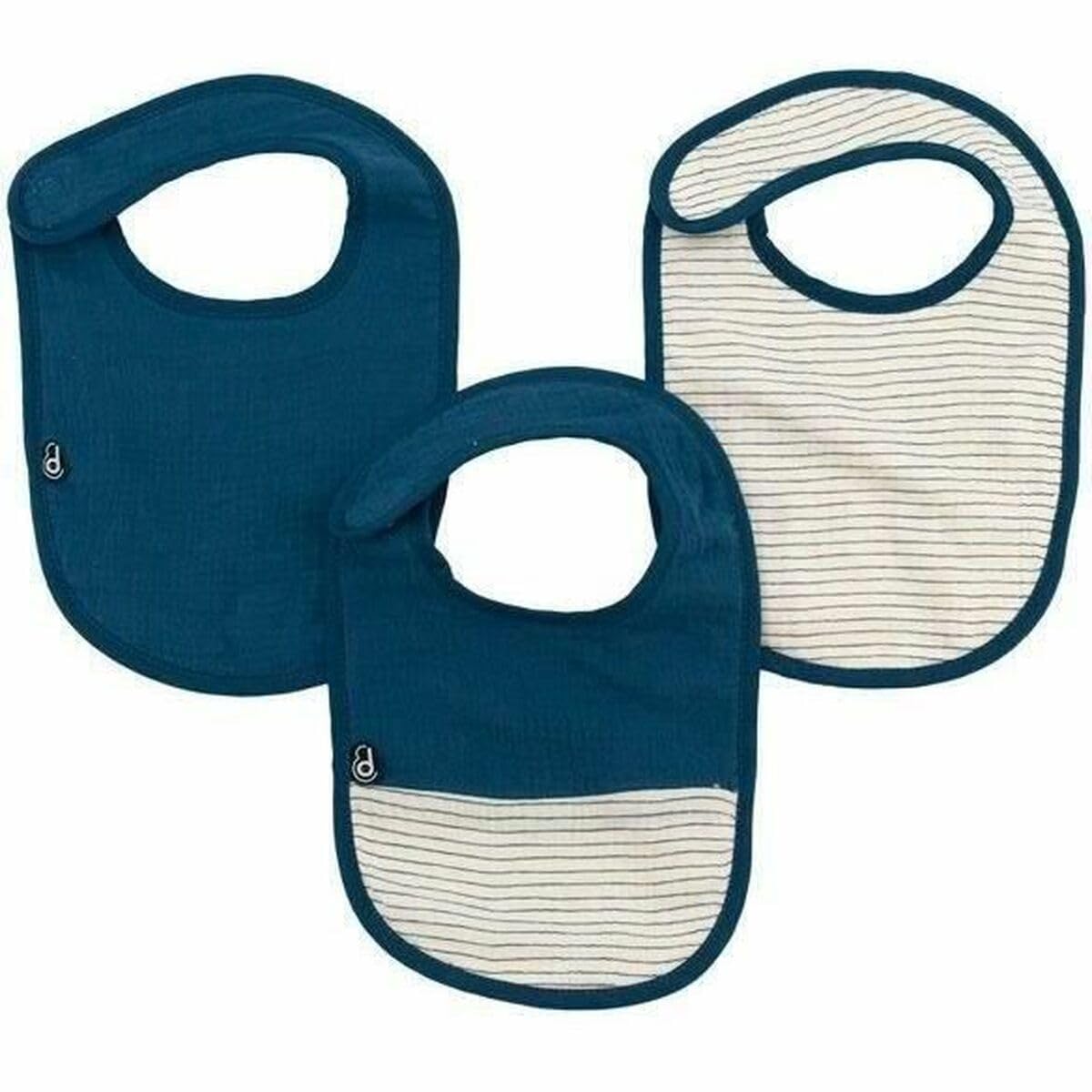 DOMIVA - Set of 3 Cotton Gauze Indigo Muslin Bibs 0-6 Months