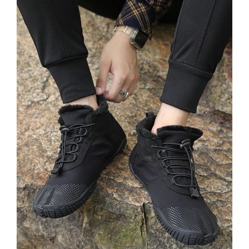 Unisex Barfußschuhe Damen Herren Traillaufschuhe, Weich Leicht Fitnessschuhe mit rutschfest Sohle & Breiter Zehenbox, wasserdichte Wanderschuhe