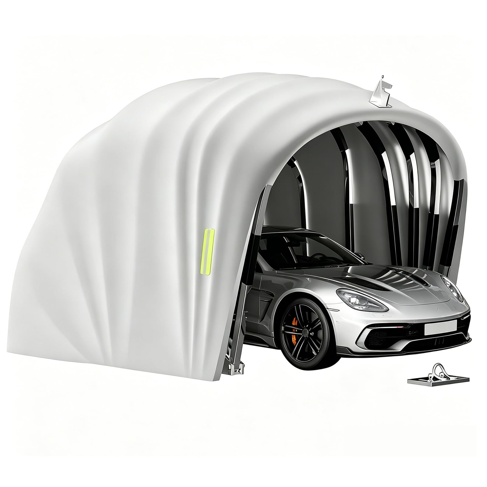 Tettoia per Auto in Acciaio Inossidabile Indipendente, 5.5 x 2.5m Carport Auto per Esterno, Garage Semiautomatico, Tendalino Retrattile per Carichi Pesanti, Protezione per Tutte Le Stagioni
