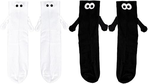2 pares de calcetines magnéticos de mano para parejas, calcetines de amistad 3D, calcetines de mano divertidos y lindos calcetines magnéticos para